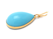 Lot - Pendant 18K 0,9g height: 26mm width: 13mm with blue stone, skew loop - View 1
