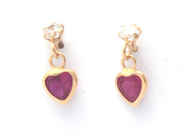 Jewellery, Earrings one pair 18K 0,5g height: 9mm width: 4,5mm with red hearts, in auction: Pawn – Tuesday 30 August 2022