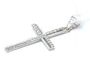 Jewellery, Pendant 18K white gold cross 0,5g height: 27mm width: 9mm with stones, in auction: Pawn – Tuesday 30 August 2022