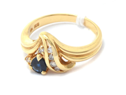 Jewellery, Ring 18K 3,9g Ø16¼ with diamonds 2xca0,02ct 4xca0,01ct with blue stone, in auction: Pawn – Tuesday 30 August 2022