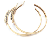 Jewellery, Earrings one pair Hoops 14K width:49mm with stones, one has one stain with pink nagelack , in auction: Pawn – Tuesday 30 August 2022