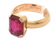 Lot, Ring 18K 8,0g with stone and engraving, in auction: Pawn – Tuesday 30 August 2022