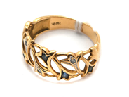 Jewellery - Ring 18K brv: 3,6g Ø17¾ with blue stones and diamonds 4xca0,01ct  - View 2