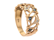 Jewellery, Ring 18K brv: 3,6g Ø17¾ with blue stones and diamonds 4xca0,01ct , in auction: Pawn – Tuesday 30 August 2022