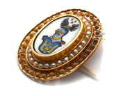 Lot - Brooch 18K brv: 7,7g with enamel - View 1