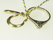 Pawnitems, 1 ring m dia approx 0,02ct, 2 earrings. weight 3g, in auction: Pawn – Saturday 18 October 2003