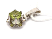 Jewellery - Pendant S925 1,0g height inkl loop: 19mm width: 10mm with green stone - View 1