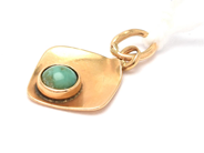 Jewellery - Pendant, 18K 0,6g with green stone height: 16mm - View 1
