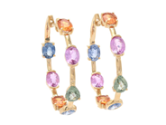 Jewellery - HOOP EARRINGS, 18K gold with sapphires 4,07 ctw - View 1