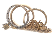 Lot, Lot of gold 18K 9,7g damaged, double-dyed with engraving and stones , in auction: Pawn – Tuesday 7 March 2023