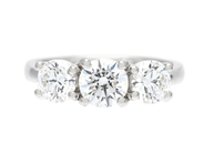 Jewellery - THREE STONE RING, platinum - View 3