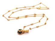 Jewellery - Necklace 14K 4,2g length: 40,3cm width: 1-2mm with pendant with stone - View 2