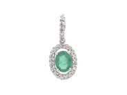 Jewellery - PENDANT, 18K white gold with emerald approx. 0,30 ctw single cut diamonds 0,08 ct - View 1