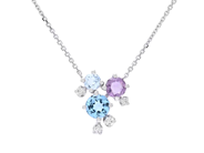 Jewellery - NECKLACE, 18K white gold with 2 blue topazes 0,45 ctw - View 1