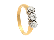 Jewellery - THREE STONE RING, 23K gold/18K white gold - View 1