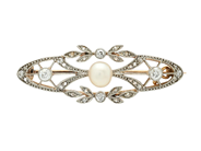 Jewellery, BROOCH, 14K gold/platinum, in auction: Lilla jewellery – Tuesday 9 September