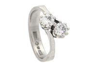 Jewellery - TWO STONE CROSS OVER RING, 18K white gold - View 1