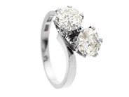 Jewellery, TWO STONE CROSS OVER RING, 18K white gold, in auction: Classic – Saturday 27 September