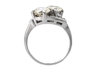Jewellery - TWO STONE CROSS OVER RING, platinum - View 2