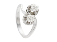 Jewellery - TWO STONE CROSS OVER RING, 18K white gold - View 1