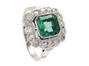 Jewellery - CLUSTER RING, 14K white gold/platinum - View 1