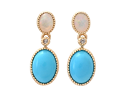 Jewellery - EARRINGS, 18K gold with turquoises 1,38 ctw - View 1