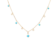 Jewellery - NECKLACE, 18K gold with turquoises 0,60 ctw - View 1