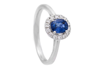 Jewellery - RING, 18K white gold with oval blue sapphire 0,66 ct - View 1