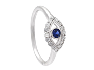 Jewellery - RING, 18K white gold with blue sapphire 0,08 ctw - View 1