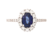 Jewellery - RING, 18K white gold with oval blue sapphire 1,26 ct - View 3