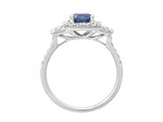 Jewellery - RING, 18K white gold with cushion cut blue sapphire 1,17 ctw - View 2