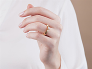 Jewellery - SOLITAIRE RING, 18K gold/steel - View 3