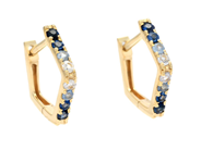 Jewellery - HOOP EARRINGS, 18K gold with blue and white sapphires 0,36 ctw - View 1