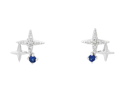 Jewellery - EARRINGS, 18K white gold with blue sapphires 0,04 ctw - View 1