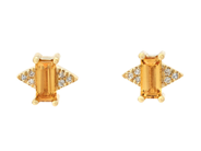 Jewellery - EARRINGS, 18K gold with 2 citrines 0,42 ctw,12 items single cut diamonds 0,04 ctw - View 1