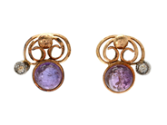 Jewellery, EARRINGS, 18K gold cabochon cut amethysts and diamonds, in auction: Lilla jewellery – Tuesday 18 November