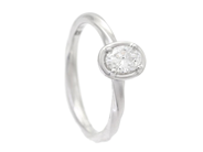 Jewellery - SOLITAIRE RING, 18K white gold with oval-cut brilliant cut diamond 0,29 ctw - View 1