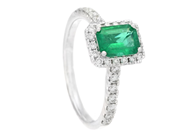 Jewellery - RING, 18K white gold with emerald 0,74 ct - View 1