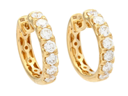 Jewellery - HOOP EARRINGS, 18K gold with 14 brilliant cut diamonds 0,89 ctw - View 1
