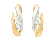 Jewellery - HOOP EARRINGS, 18K gold/white gold with 6 brilliant cut diamonds 0,20 ctw - View 1