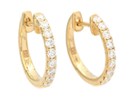 Jewellery - HOOP EARRINGS, 18K gold with 18 brilliant cut diamonds 0,34 ctw - View 1