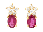 Jewellery - EARRINGS, 18K gold with oval rubies 0,87 ctw - View 1