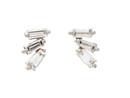 Jewellery - EARRINGS, 18K white gold with 6 trapeze cut diamonds 0,16 ctw - View 1