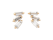 Jewellery - EARRINGS, 18K gold with 6 trapeze cut diamonds 0,17 ctw - View 1
