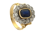 Jewellery - CLUSTER RING, 18K gold/platinum - View 1