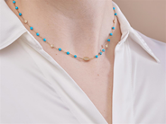 Jewellery - NECKLACE, 18K gold with turquoises 5,76 ctw - View 2