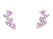 Jewellery - EARRINGS, 18K white gold with 6 pink sapphires 0,21 ctw - View 1