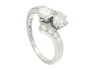 Jewellery - TWO STONE CROSS OVER RING, 18K white gold - View 1