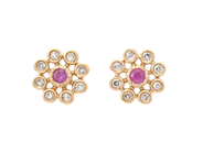 Jewellery - EARRINGS, 18K gold with pink sapphires 0,13 ctw - View 1