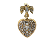 Jewellery - PENDANT, heart with pigeon - View 1